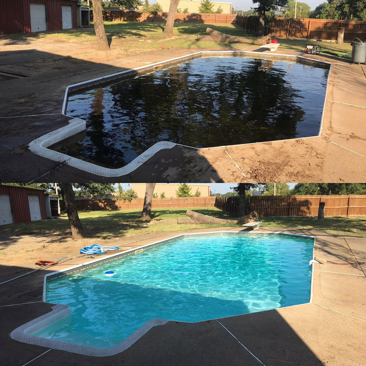 Pool Drain & Clean - Before and After